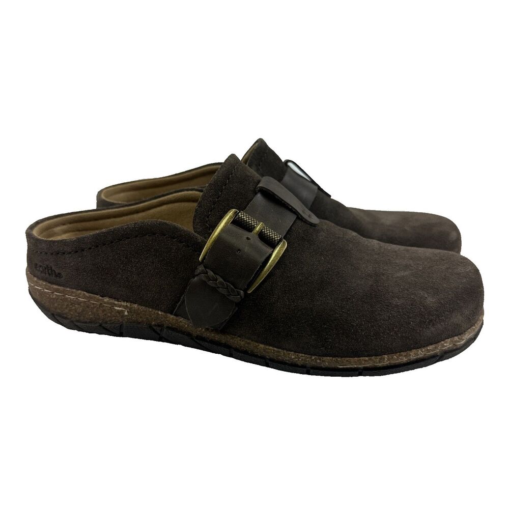 Earth Eras Clog Mule Brown Leather Suede Slip On Comfort‎ Buckle Lightweight 8.5